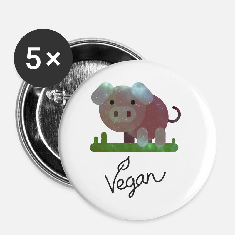 Vegan - Buttons groß 56 mm (5er Pack) - Weiß