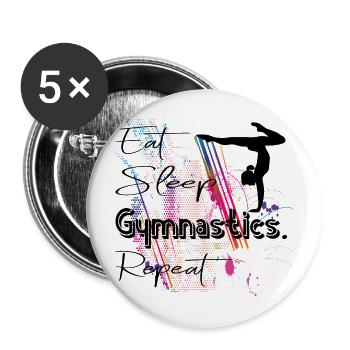 Eat Sleep Gymnastics Repeat Gymnastics Gymnastics - Buttons large 2.2''/56 mm (5-pack) - white - Front