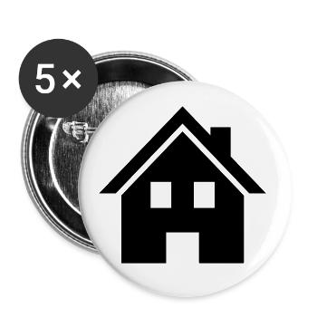 symbole d'icône de maison - Lot de 5 grands badges (56 mm) - blanc - Devant