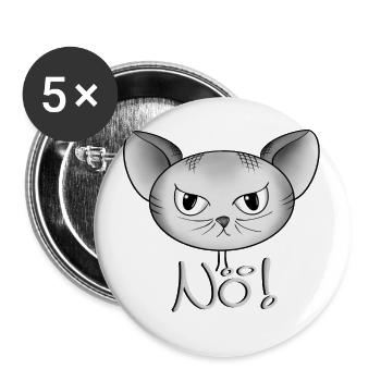 Katze Nö - Buttons groß 56 mm (5er Pack) - Weiß - Vorne