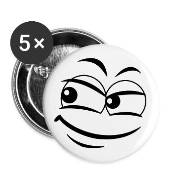 Freches Grinsen - Buttons groß 56 mm (5er Pack) - Weiß - Vorne