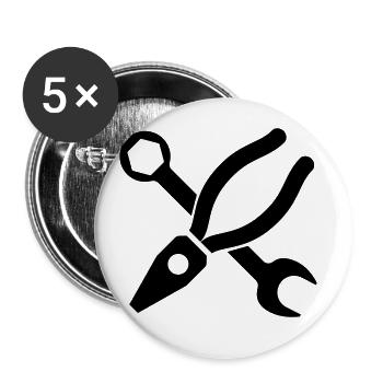 Icône de pince - Lot de 5 grands badges (56 mm) - blanc - Devant