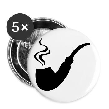 Smoking a pipe - Buttons large 2.2''/56 mm (5-pack) - white - Front
