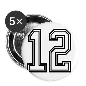 Symbole de 12 chiffres - Lot de 5 grands badges (56 mm) - blanc - Devant
