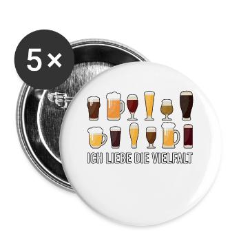 Ich liebe die Vielfalt - Buttons groß 56 mm (5er Pack) - Weiß - Vorne