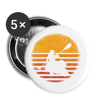 Retro Graphic Kayaking Kayak Canoe Rowing Rower Pa - Buttons groß 56 mm (5er Pack) - Weiß - Vorne