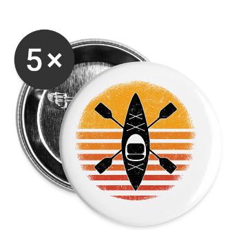 Retro Graphic Kayaking Kayak Canoe Rowing Rower Pa - Buttons groß 56 mm (5er Pack) - Weiß - Vorne