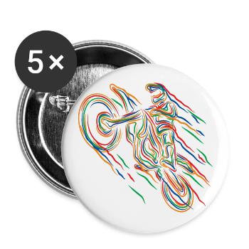 Motocross Colorful Paint Graphic Men Women & Kids - Buttons large 2.2''/56 mm (5-pack) - white - Front