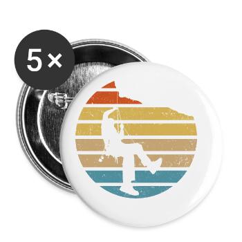 Retro Graphic Climbing Bouldering Rock Climber Mou - Buttons groß 56 mm (5er Pack) - Weiß - Vorne