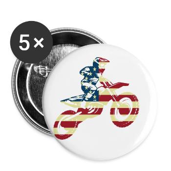 Retro Graphic Dirt Biker Motorcycle Enduro Motocro - Buttons groß 56 mm (5er Pack) - Weiß - Vorne