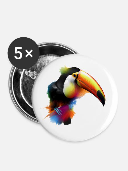 Toucan - Buttons groß 56 mm (5er Pack) - Weiß