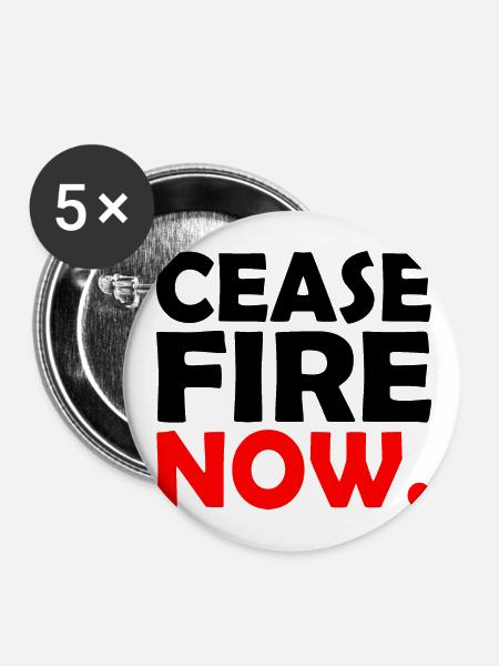 Ceasefire now - Buttons groß 56 mm (5er Pack) - Weiß