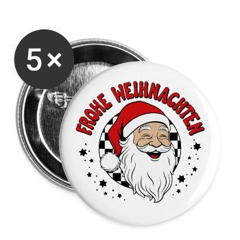 Frohe Weihnachten Ugly Christmas Sweater - Buttons groß 56 mm (5er Pack) - Weiß - Vorne