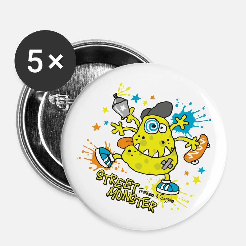 Street Monster - Buttons large 2.2''/56 mm (5-pack) - white