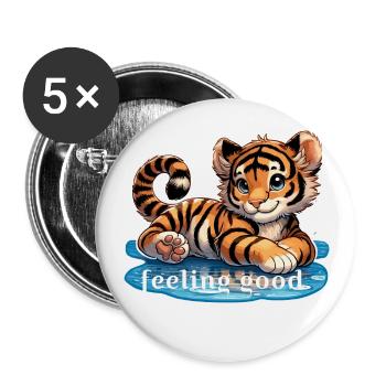Tiger baby who feels good - Buttons large 2.2''/56 mm (5-pack) - white - Front