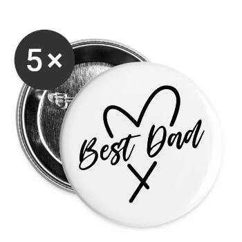 Bestes Papa-Herz - Buttons groß 56 mm (5er Pack) - Weiß - Vorne