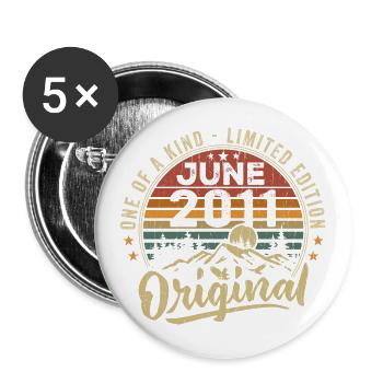 June 2011 Vintage Birthday Gift 2011 June - Buttons large 2.2''/56 mm (5-pack) - white - Front