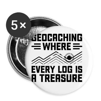 Geocaching Geocache Lustiger Geocacher Geocacher Sayi - Buttons groß 56 mm (5er Pack) - Weiß - Vorne
