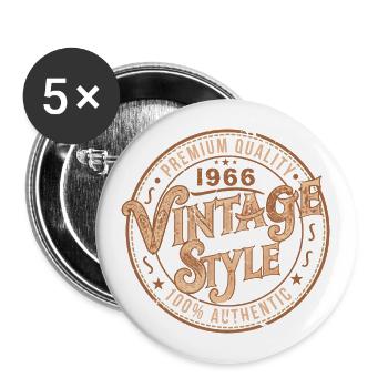 Vintage 1966 Retro 1966 Birthday Gift - Buttons large 2.2''/56 mm (5-pack) - white - Front