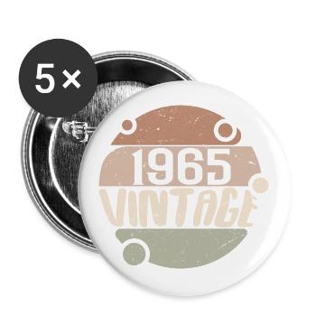 Jahrgang 1965 Retro Geschenke 1965 Jahrgang 1965 - Buttons groß 56 mm (5er Pack) - Weiß - Vorne