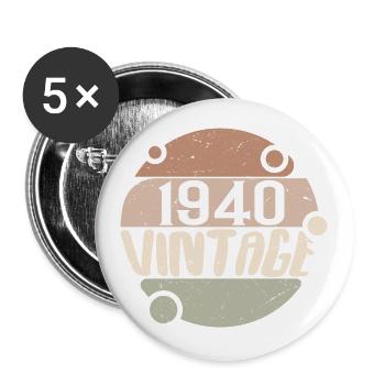 Vintage 1940er Retro Geschenke 1940er Vintage 1940er Jahre - Buttons groß 56 mm (5er Pack) - Weiß - Vorne