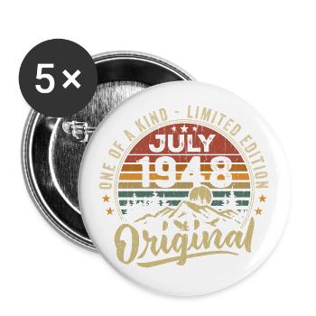 Juli 1948 Original 1948 Juli 1948 Geschenk - Buttons groß 56 mm (5er Pack) - Weiß - Vorne