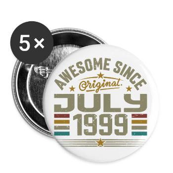 Baujahr Juli 1999 | Geschenk Juli 1999 - Buttons groß 56 mm (5er Pack) - Weiß - Vorne