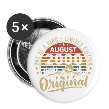 August 2000 Geburtstagsgeschenk 2000 Legenden August - Buttons groß 56 mm (5er Pack) - Weiß - Vorne