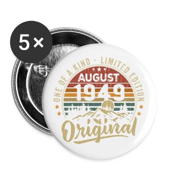 August 1949 Birthday Gift 1949 Legends August - Buttons large 2.2''/56 mm (5-pack) - white - Front