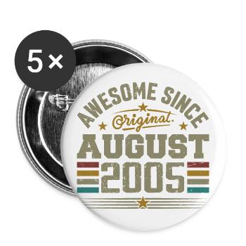 August 2005 Geburtstag August 2005 August 2005 Retro - Buttons groß 56 mm (5er Pack) - Weiß - Vorne