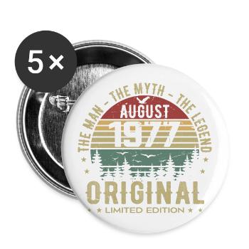 Légende Depuis Août 1977 Cadeau Anniversaire 1977 - Lot de 5 grands badges (56 mm) - blanc - Devant