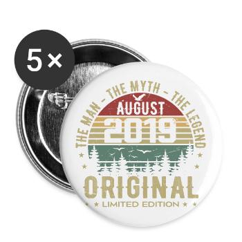 Légende Depuis Août 2019 Cadeau Anniversaire 2019 - Lot de 5 grands badges (56 mm) - blanc - Devant