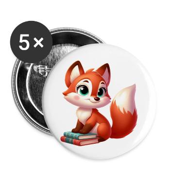 Fuchs 6 - Buttons groß 56 mm (5er Pack) - Weiß - Vorne