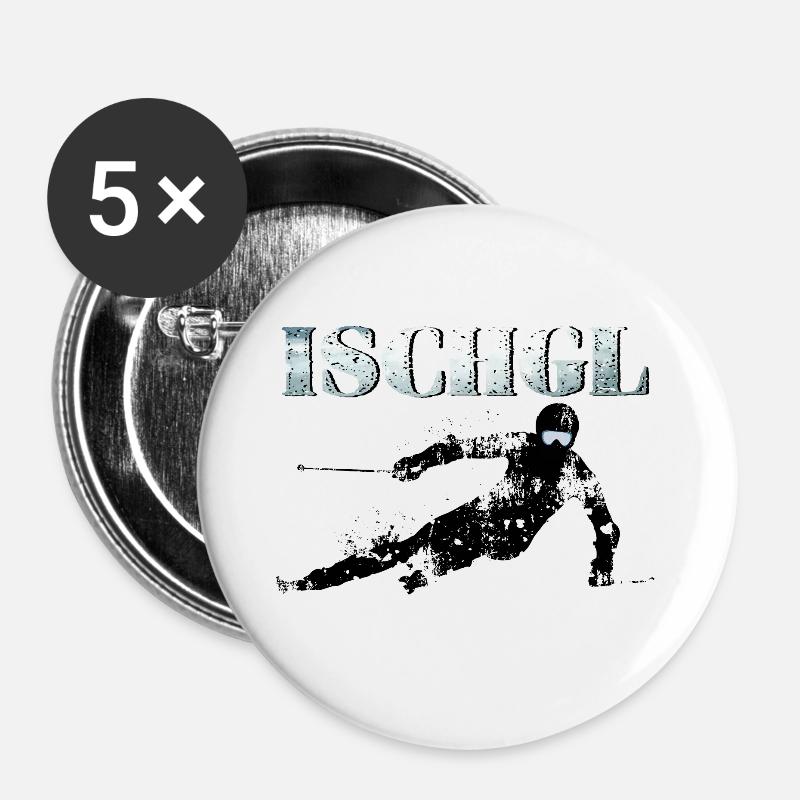 Ischgl Profi-Skifahrer, Ski-Snowboard Ischgl Pro - Buttons groß 56 mm (5er Pack) - Weiß