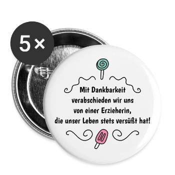Kindergarten Erzieherin Abschiedsgeschenk - Buttons groß 56 mm (5er Pack) - Weiß - Vorne