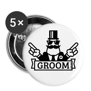 Pointing Groom (Enterrement de vie de garçon / Enterrement de vie de garçon / 1C) - Lot de 5 grands badges (56 mm) - blanc - Devant