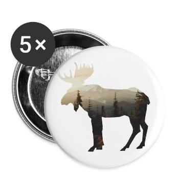 Moose avec idée de cadeau paysage silhouette - Lot de 5 grands badges (56 mm) - blanc - Devant