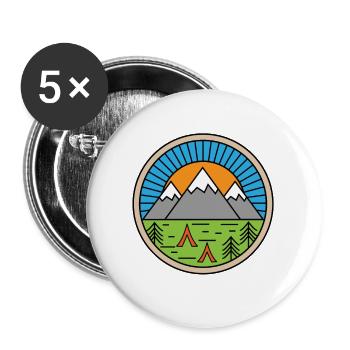 Camping - Buttons groß 56 mm (5er Pack) - Weiß - Vorne