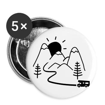Wohnmobil - Buttons groß 56 mm (5er Pack) - Weiß - Vorne