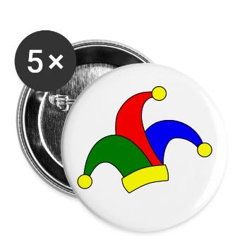 Narrenkappe - Buttons groß 56 mm (5er Pack) - Weiß - Vorne