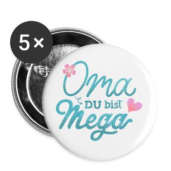 Oma - Buttons groß 56 mm (5er Pack) - Weiß - Vorne