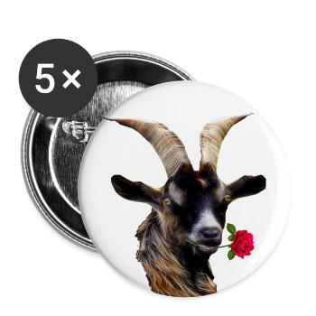 Romantic goat with a rose - Buttons large 2.2''/56 mm (5-pack) - white - Front