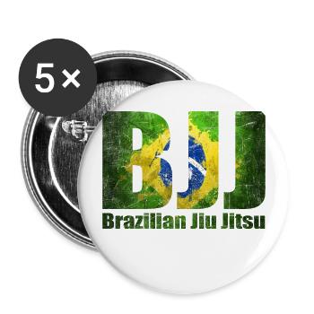 BJJ Jiu Jitsu Brésilien Art Martial MMA Combat - Lot de 5 grands badges (56 mm) - blanc - Devant