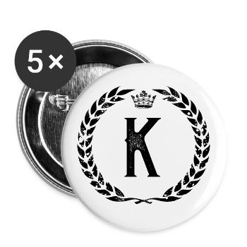K Buchstabe Kranz - Buttons groß 56 mm (5er Pack) - Weiß - Vorne
