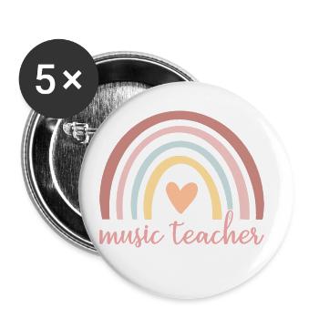 Professeur de musique I - Boho Rainbow - Lot de 5 grands badges (56 mm) - blanc - Devant