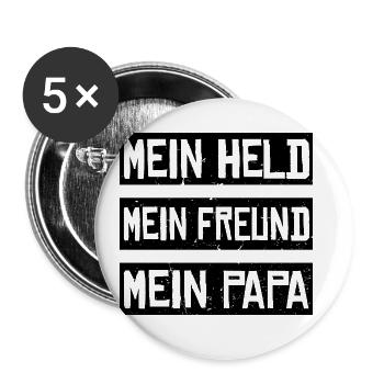 Mein Held Mein Freund Mein Vater Motiv für Väter, - Buttons groß 56 mm (5er Pack) - Weiß - Vorne