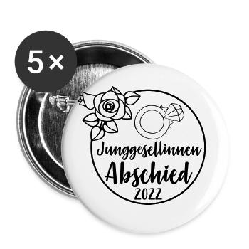 Junggesellinnenabschied 2022 - Buttons groß 56 mm (5er Pack) - Weiß - Vorne