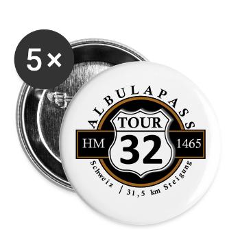 Radtour Rennrad Alpenpass Albulapass - Buttons groß 56 mm (5er Pack) - Weiß - Vorne