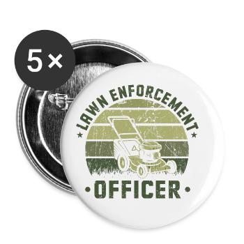 Lawn Enforcement Officer Gardening Gardener Hortic - Buttons groß 56 mm (5er Pack) - Weiß - Vorne