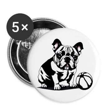 Frenchie - Die Bulldogge! - Buttons groß 56 mm (5er Pack) - Weiß - Vorne